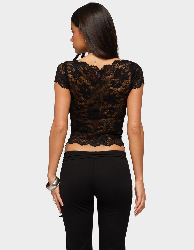 EDIKTED Elza Scalloped Sheer Lace Top image number 2
