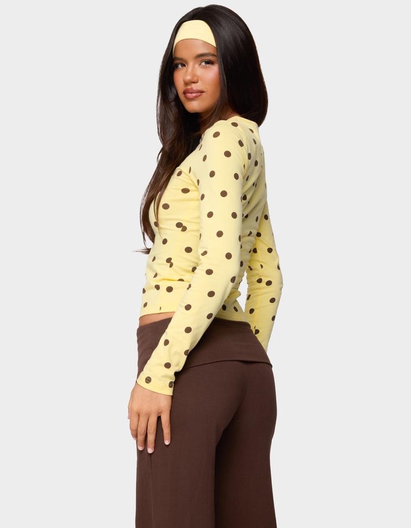 EDIKTED Maricelle Polka Dot Long Sleeve Tee image number 2