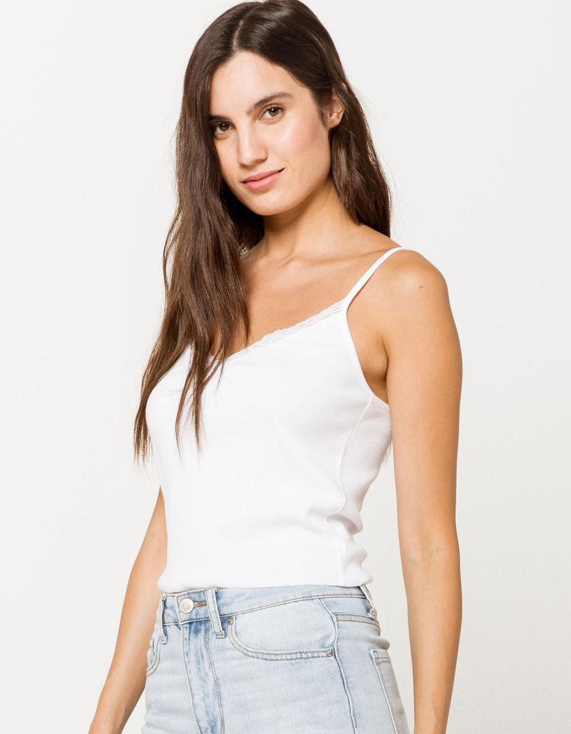 DESTINED Lace Trim White Womens Cami image number 0