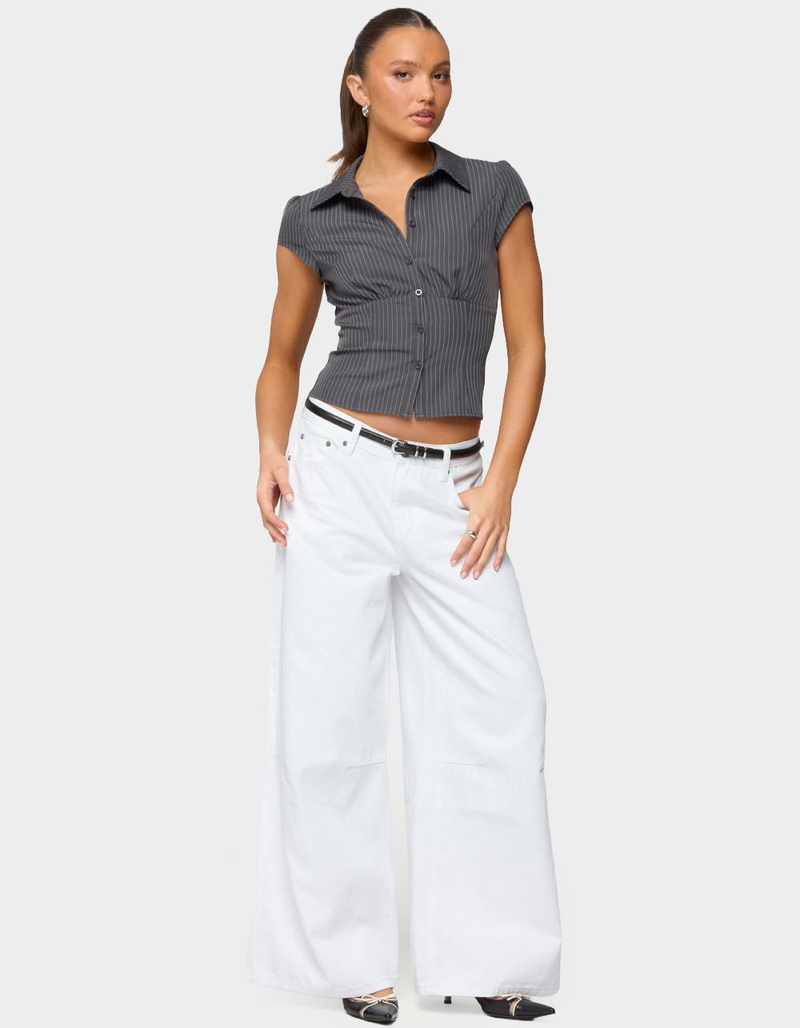 EDIKTED Juney Pinstripe Tailored Button Up Shirt image number 3