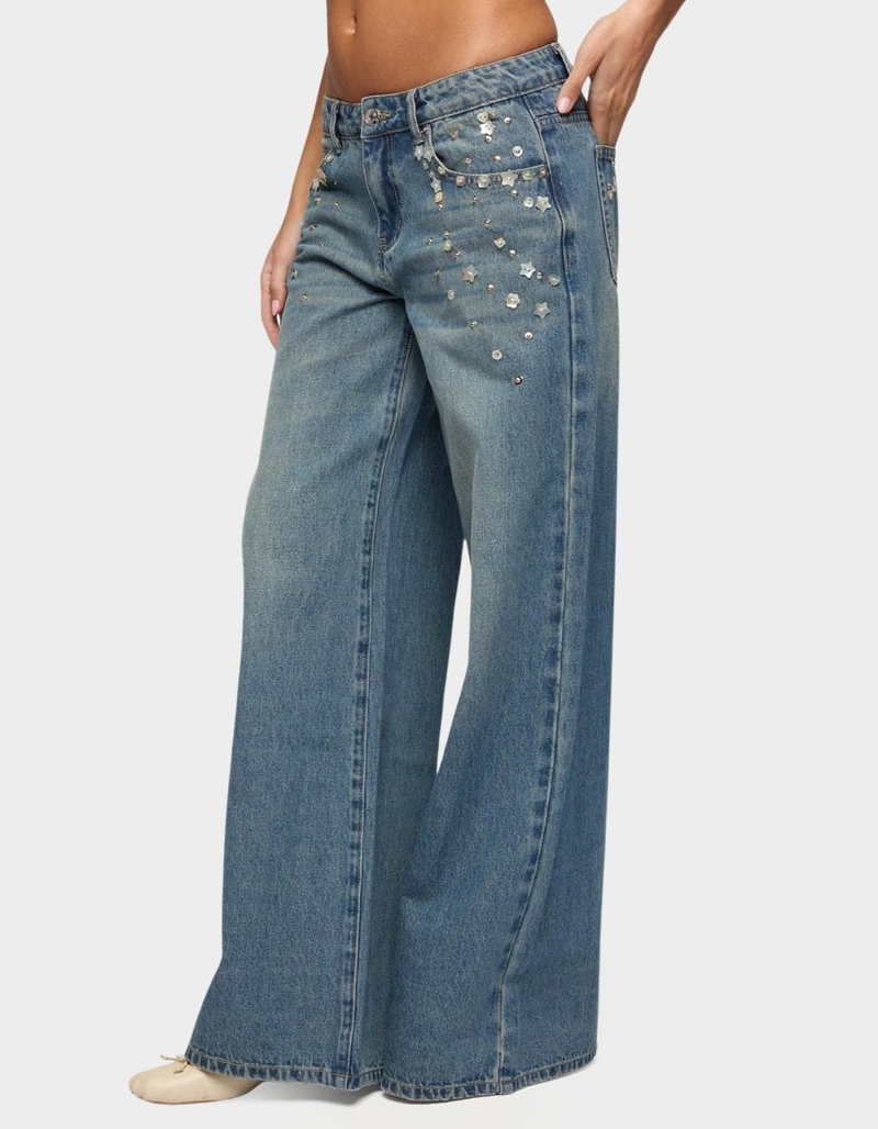 EDIKTED Mahlia Button Low Rise Baggy Jeans image number 1