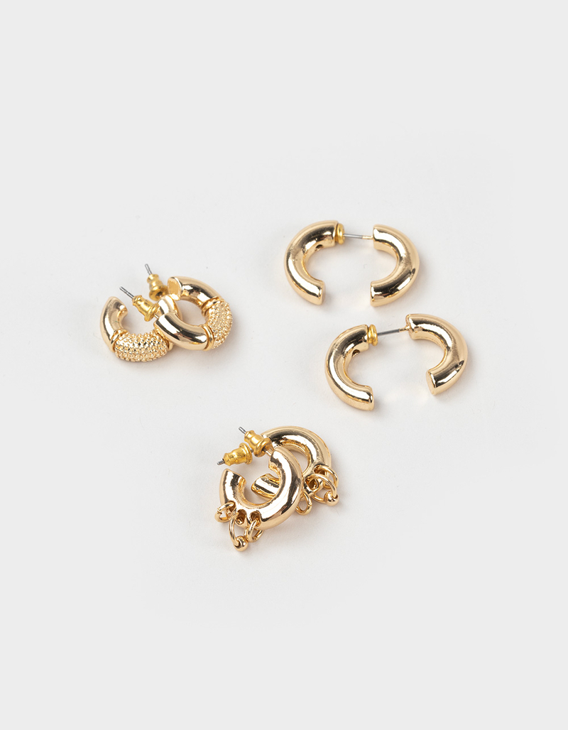 FULL TILT 3 Pack Chunky Chain Hoop Earrings image number 0