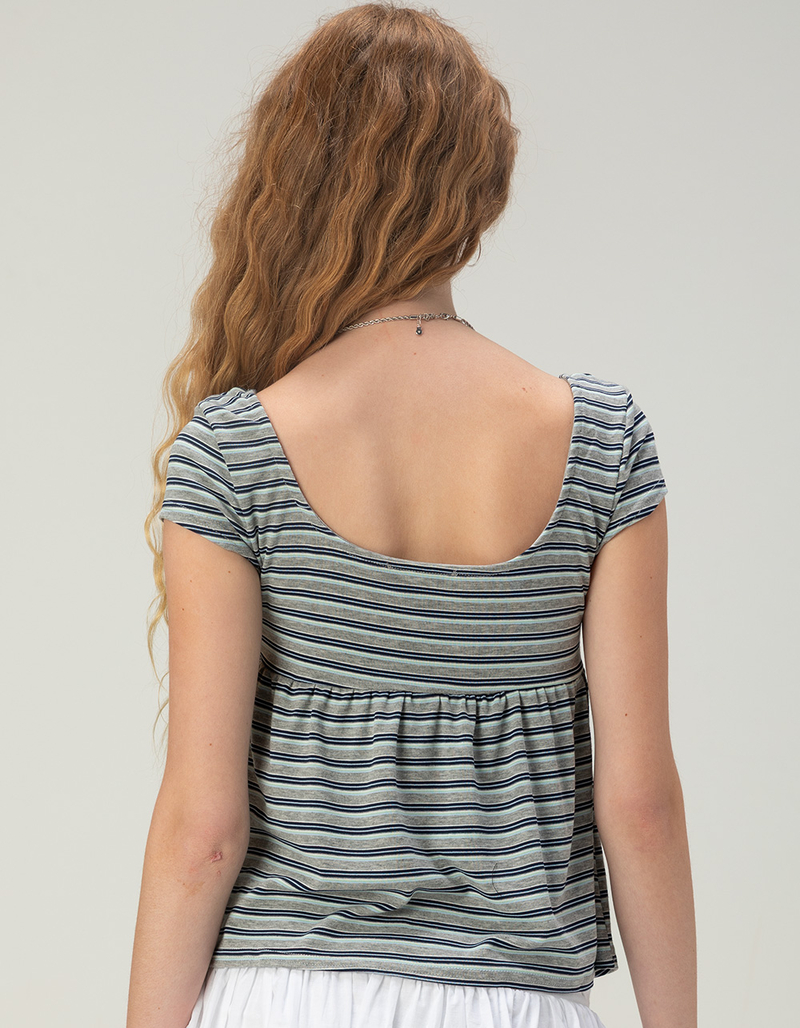 RSQ Womens Stripe Henley Babydoll Top image number 3