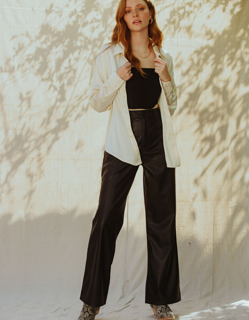 WEST OF MELROSE Satin Womens Button Down Overshirt image number 2