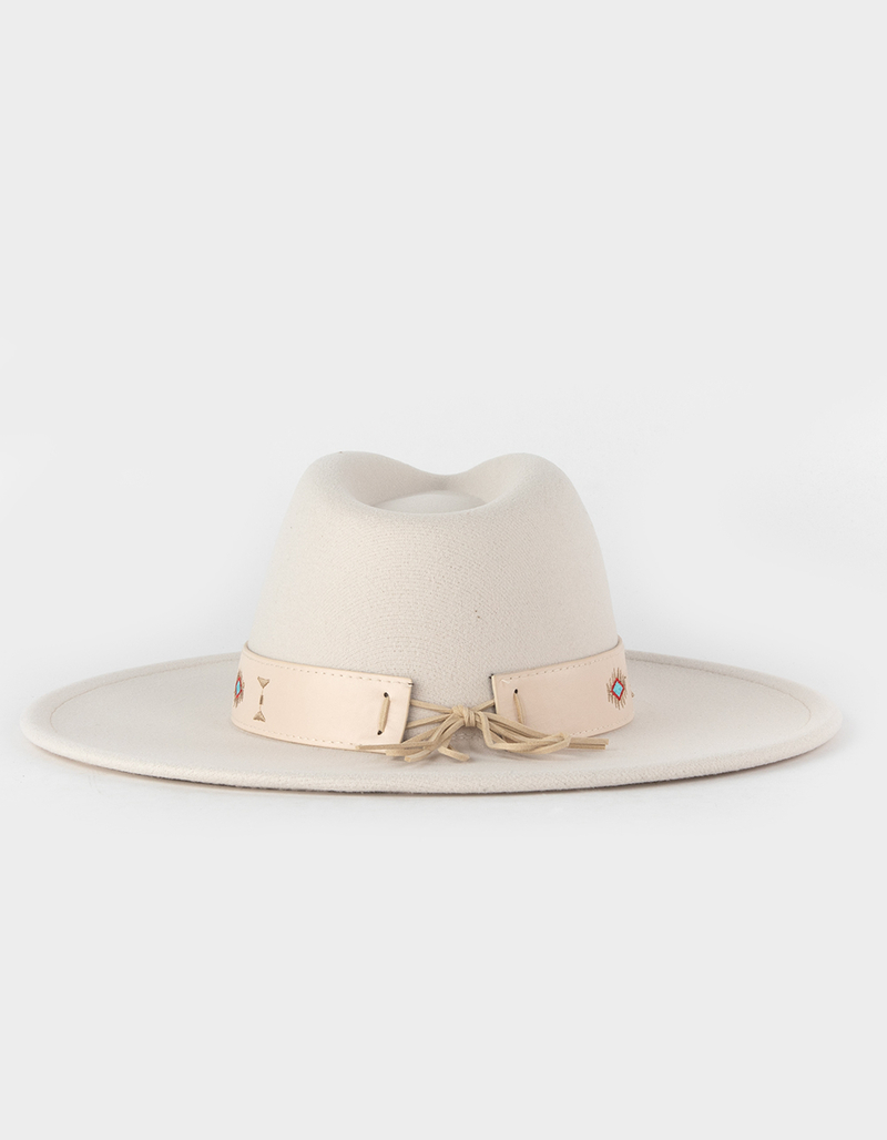 Geo Trim Faux Wool Panama Womens Hat image number 2