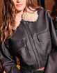 WEST OF MELROSE Womens Sherpa Collar Crop Faux Leather Jacket image number 7