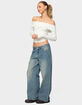 EDIKTED Petite Magda Low Rise Acid Wash Jeans image number 4