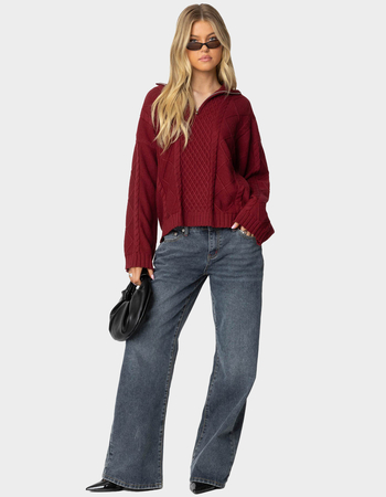 EDIKTED Oversized Quarter Zip Cable Knit Sweater Alternative Image