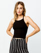 DESTINED Ribbed Black Womens Halter Top image number 1