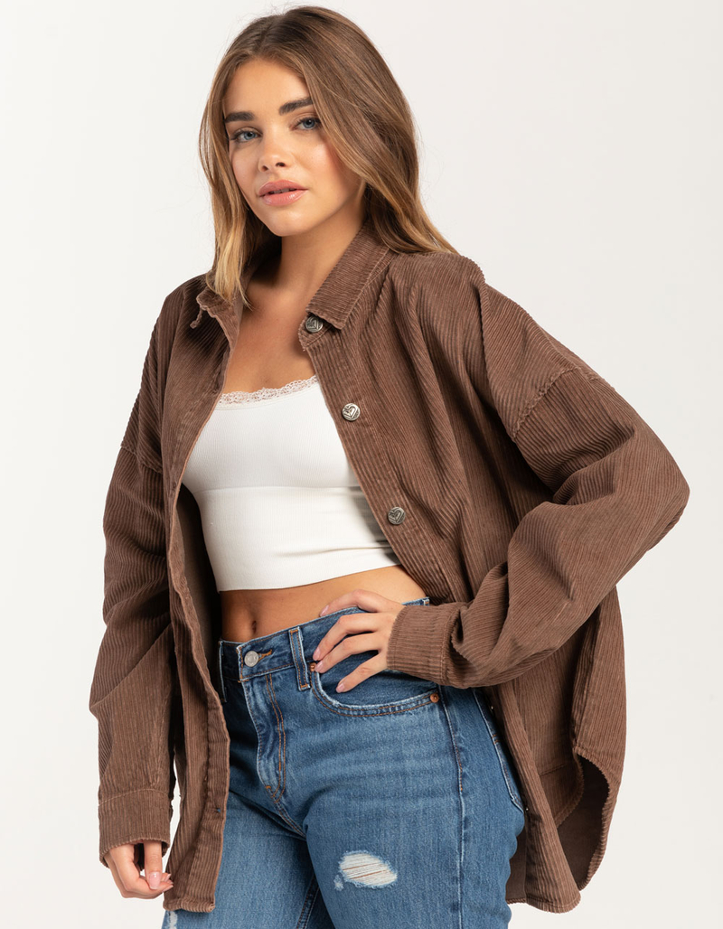 ROXY Kick Back Corduroy Button Up Womens Shacket image number 2