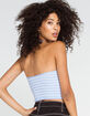 FULL TILT Seamless Stripe Womens Light Blue Halter Top image number 3