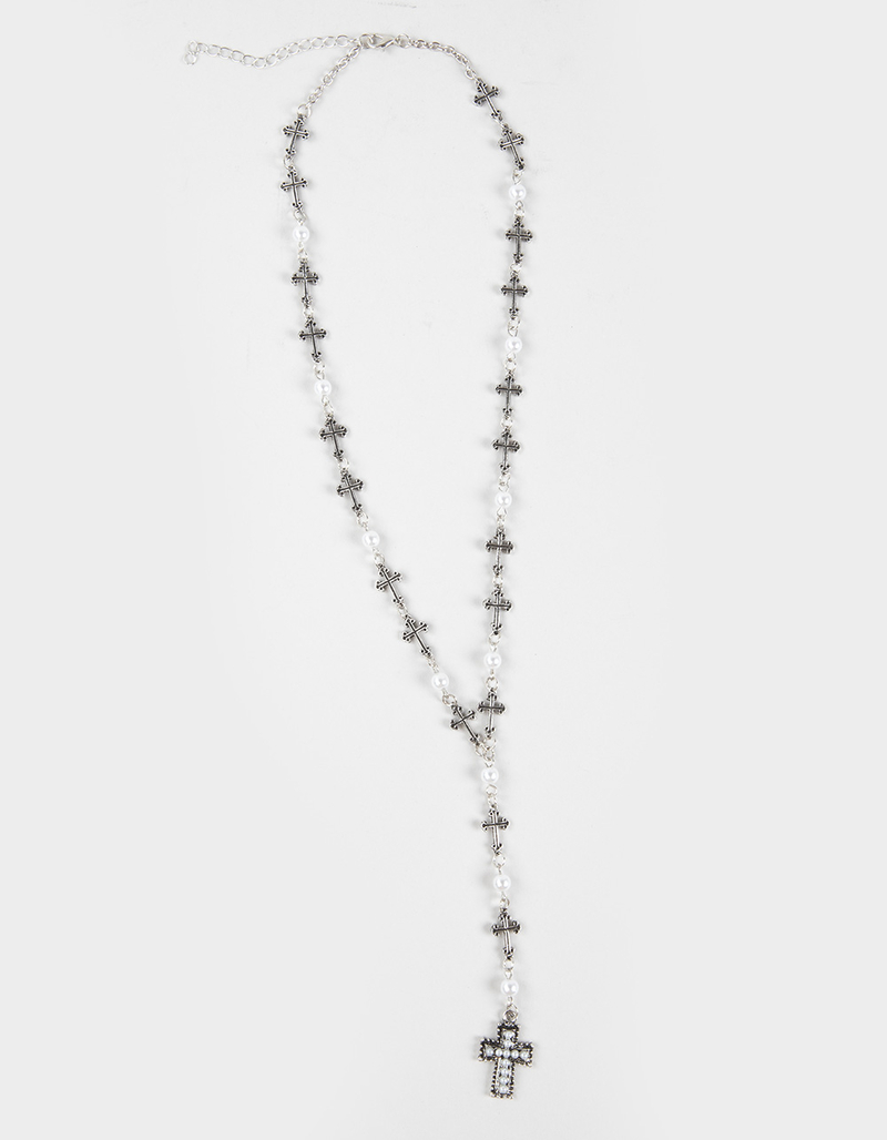 RSQ Pearl/Cross Long Necklace image number 0