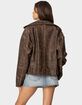 EDIKTED Oversized Washed Faux Leather Jacket image number 4