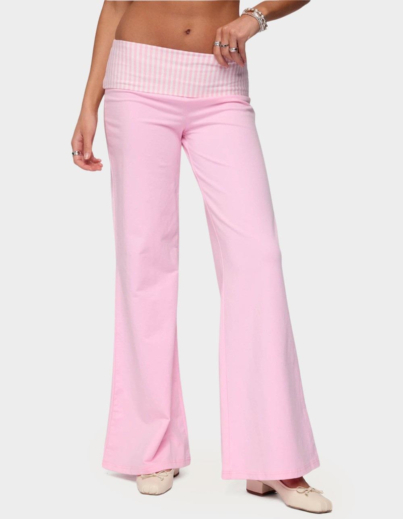 EDIKTED Meshey Striped Fold Over Pants image number 0