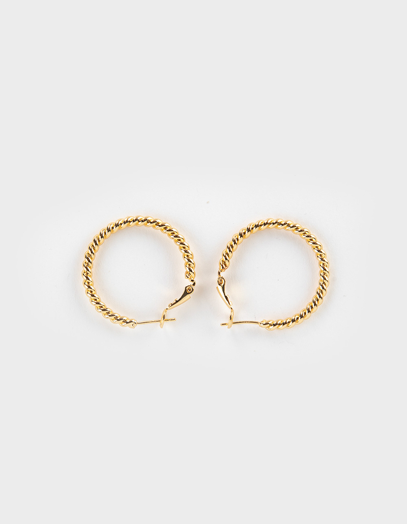 DO EVERYTHING IN LOVE 14K Gold Dipped Omega Closure Textured Hoop Earrings image number 1