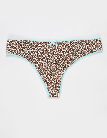 FULL TILT Cotton Bow Lace Trim Thong Primary Image