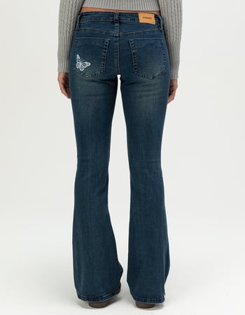 RSQ Womens Low Rise Butterfly Embroidered Bootcut Jeans Alternative Image