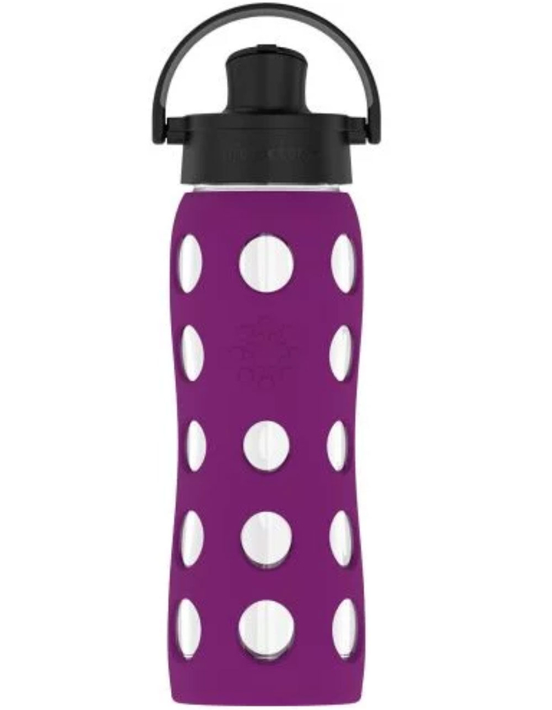 LIFEFACTORY 22oz Active Cap Plum Glass Water Bottle image number 0