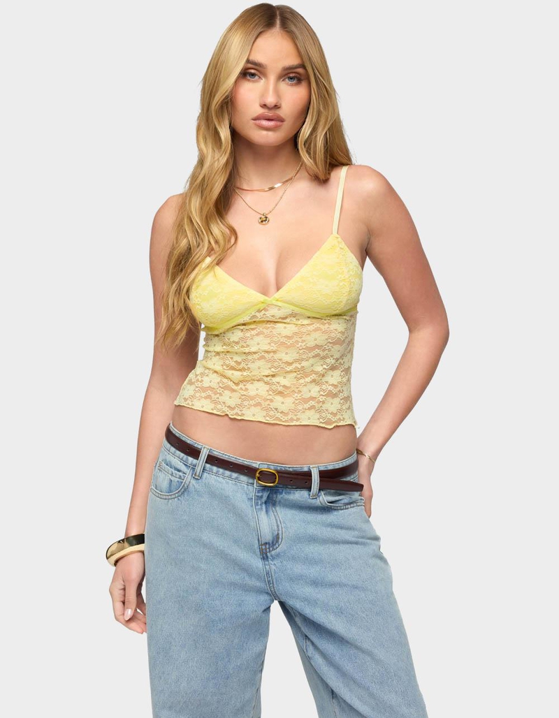 EDIKTED Eira Sheer Lace Tank Top image number 0