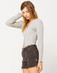 SKY AND SPARROW Solid Pointelle Heather Gray Womens Knit Top image number 3