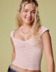 TILLYS Butter Soft Womens Cap Sleeve Cinch Front Tee image number 1