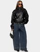 EDIKTED Jaicee High Neck Oversized Faux Leather Jacket image number 5
