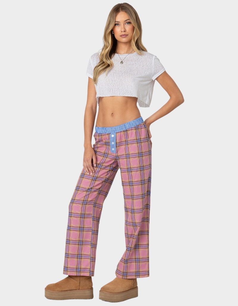 EDIKTED Plaid & Striped Pants image number 2