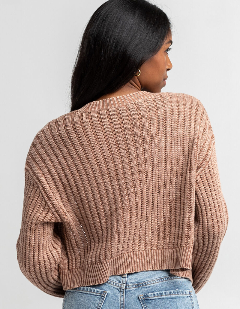 FULL TILT Womens Brown One Button Washed Cardigan image number 2