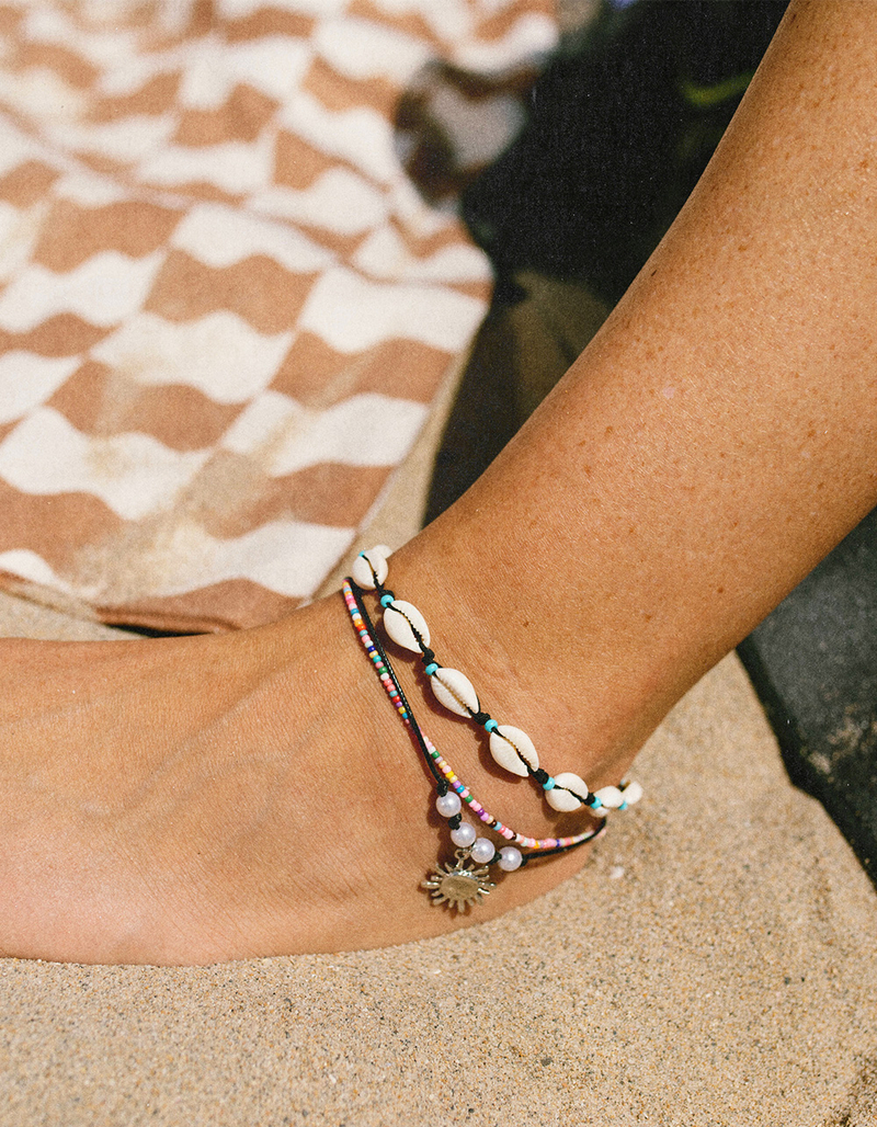 FULL TILT 3 Pack Shell/Sun/Beaded Anklets image number 5