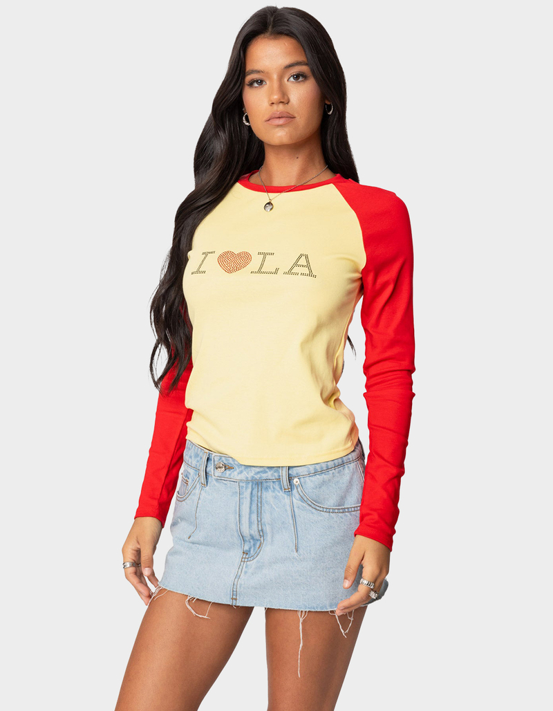 EDIKTED LA Baby Raglan Long Sleeve Tee image number 2