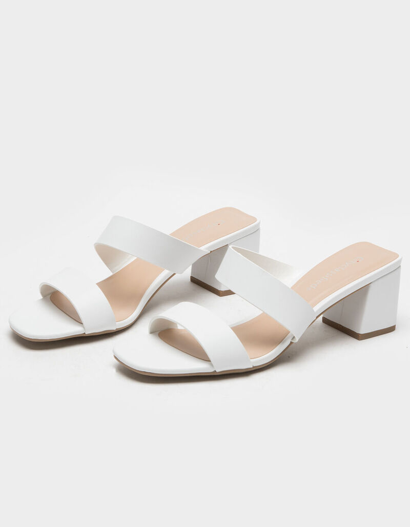 CITY CLASSIFIED Asymmetrical Womens White Block Heel Mules - WHITE ...