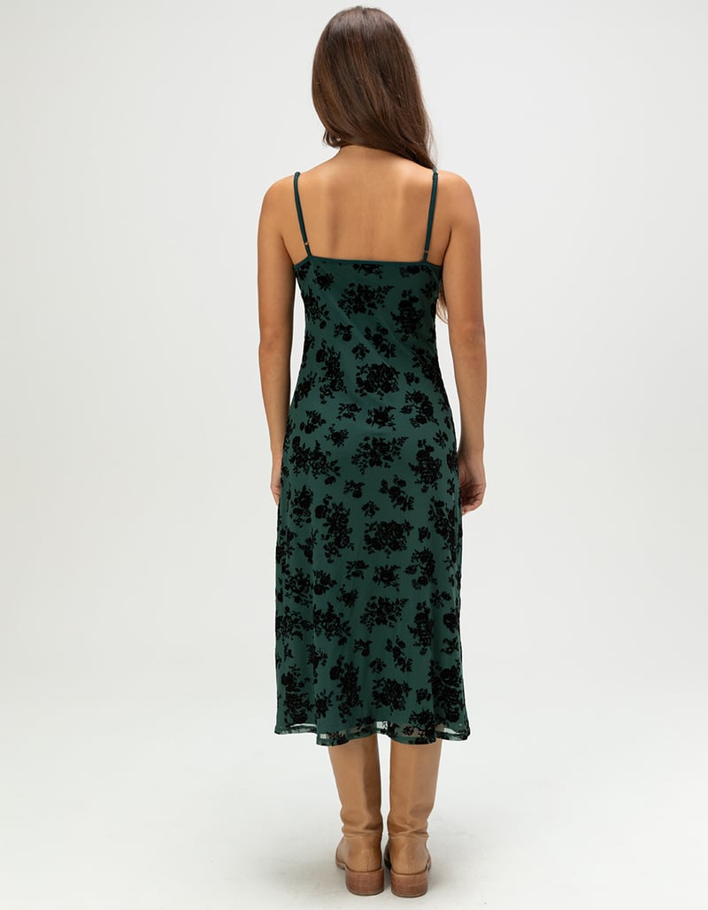 FULL TILT Flocked Womens Mesh Midi Dress image number 3