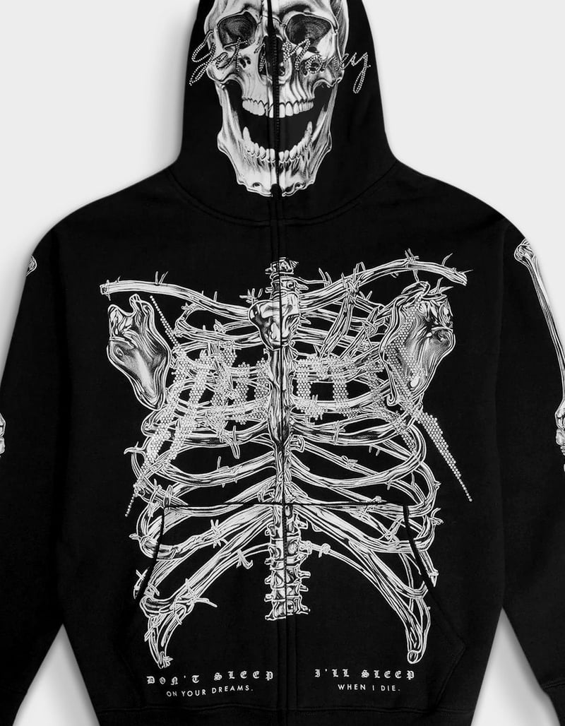 HASTAMUERTE Skull Mens Zip Hoodie image number 1