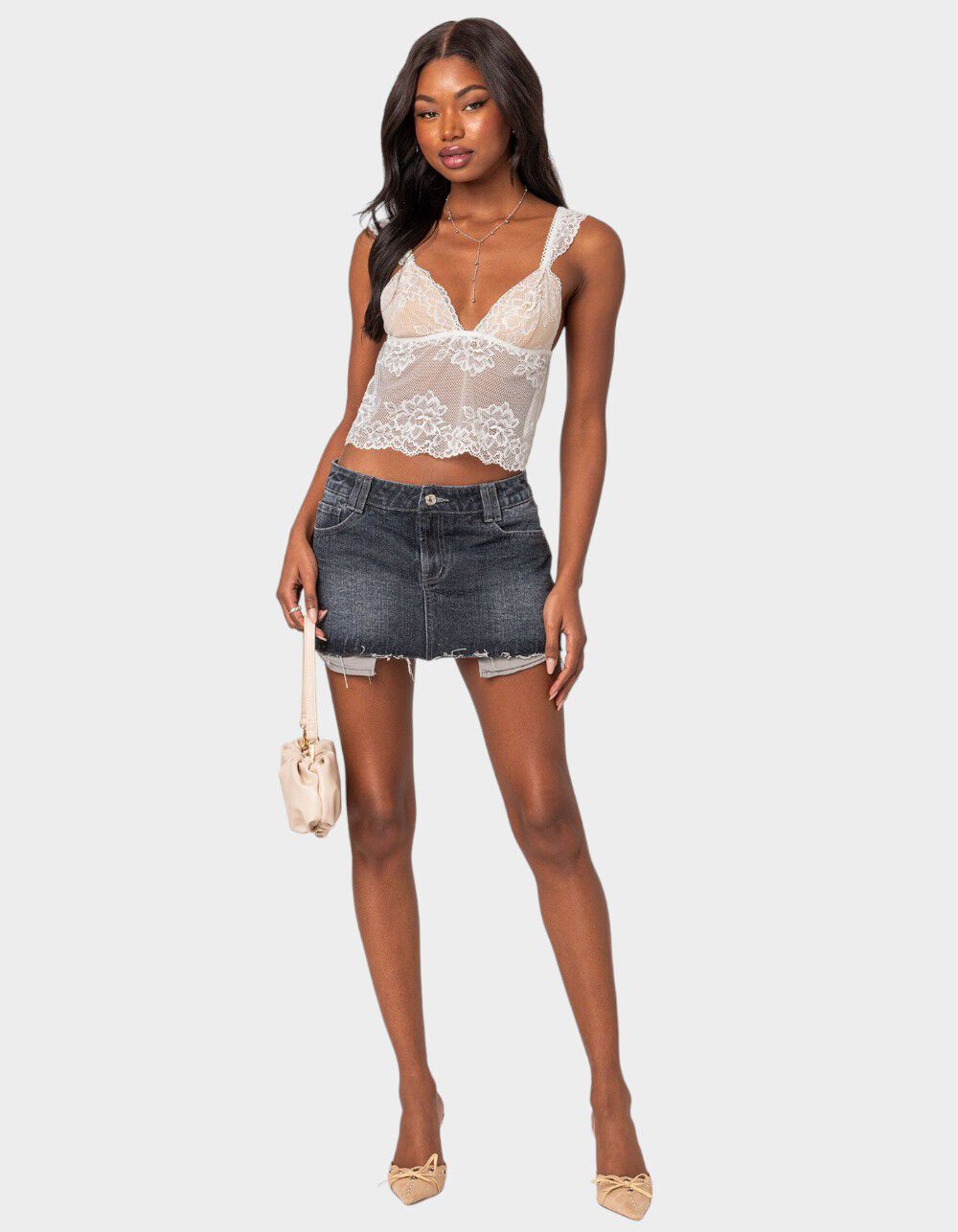 EDIKTED Jasmine Sheer Lace Top - WHITE | Tillys
