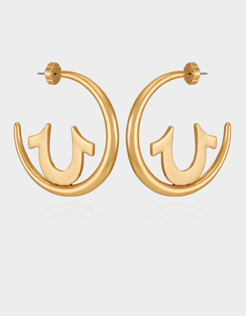 TRUE RELIGION Gold Tone Horseshoe Cut-Out Hoop Earrings Alternative Image