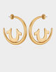 TRUE RELIGION Gold Tone Horseshoe Cut-Out Hoop Earrings image number 2