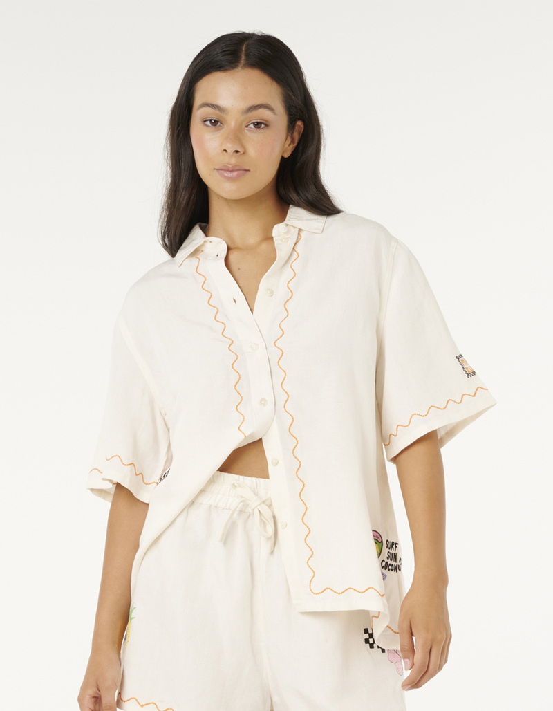 RIP CURL Sunset Luau Embroidered Womens Shirt image number 0