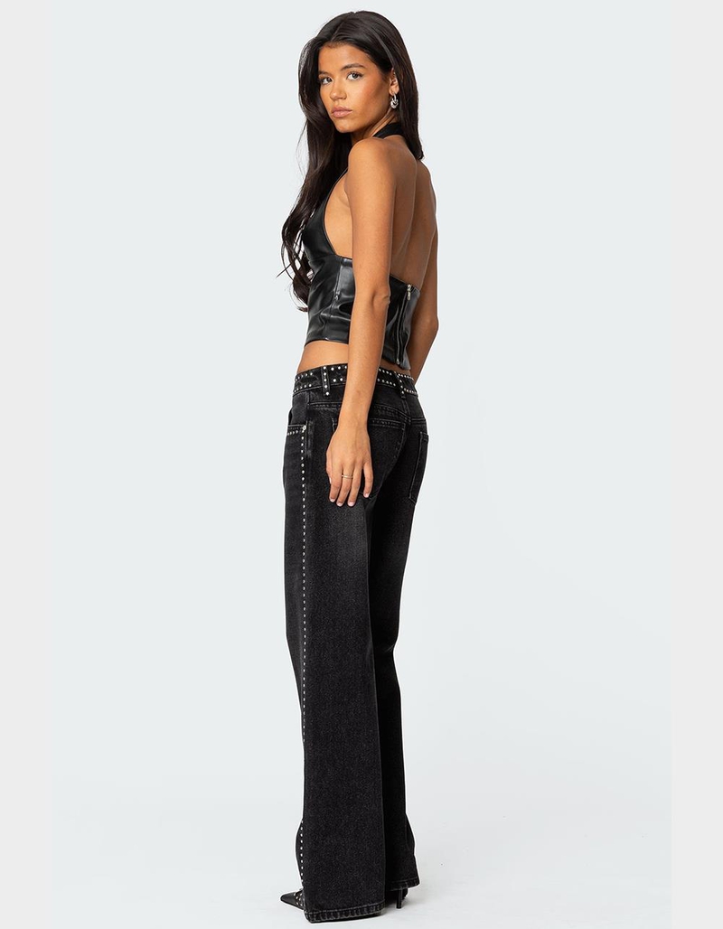 EDIKTED Tana Faux Leather Halter Top image number 1