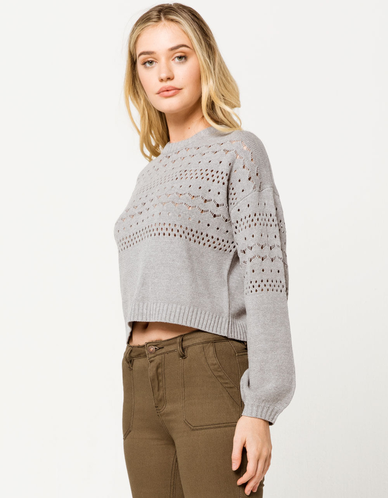 IVY & MAIN Pointelle Balloon Sleeves Womens Sweater image number 1