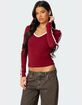 EDIKTED Contrast V-Neck Long Sleeve Tee image number 1