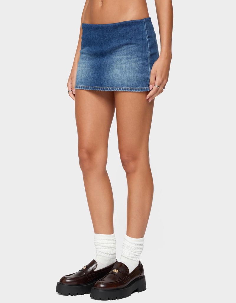 EDIKTED Archie Stretchy Denim Mini Skort image number 1