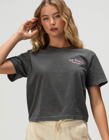 RIOT SOCIETY LA Embroidered Womens Crop Tee Primary Image