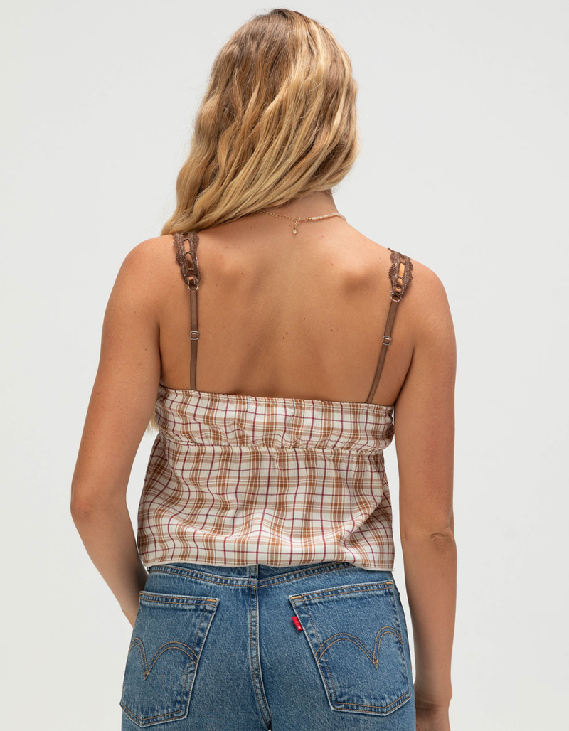 MADDEN GIRL Plaid Womens Babydoll Top image number 3