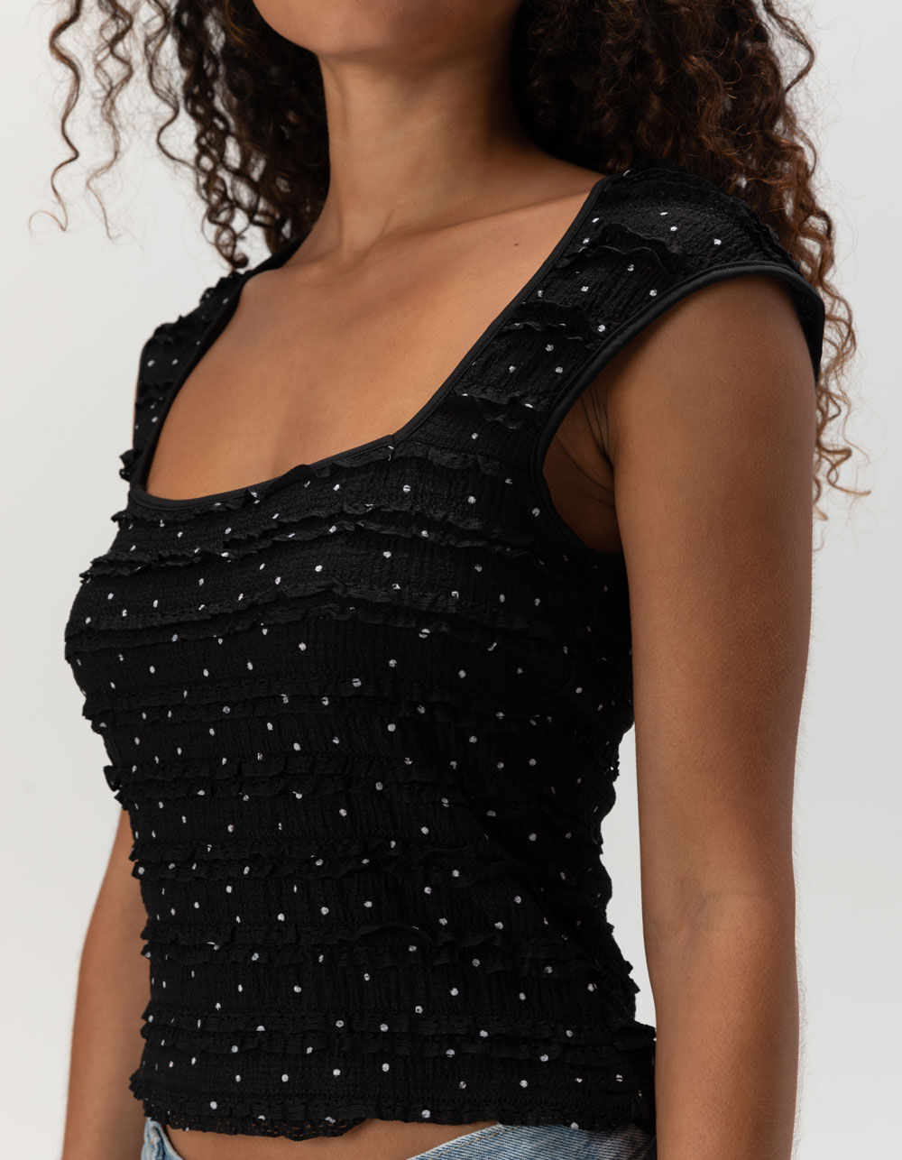 polka dot square neck top