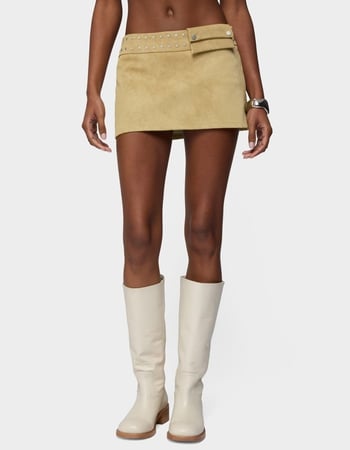 EDIKTED Roney Stud Faux Suede Mini Skort Primary Image
