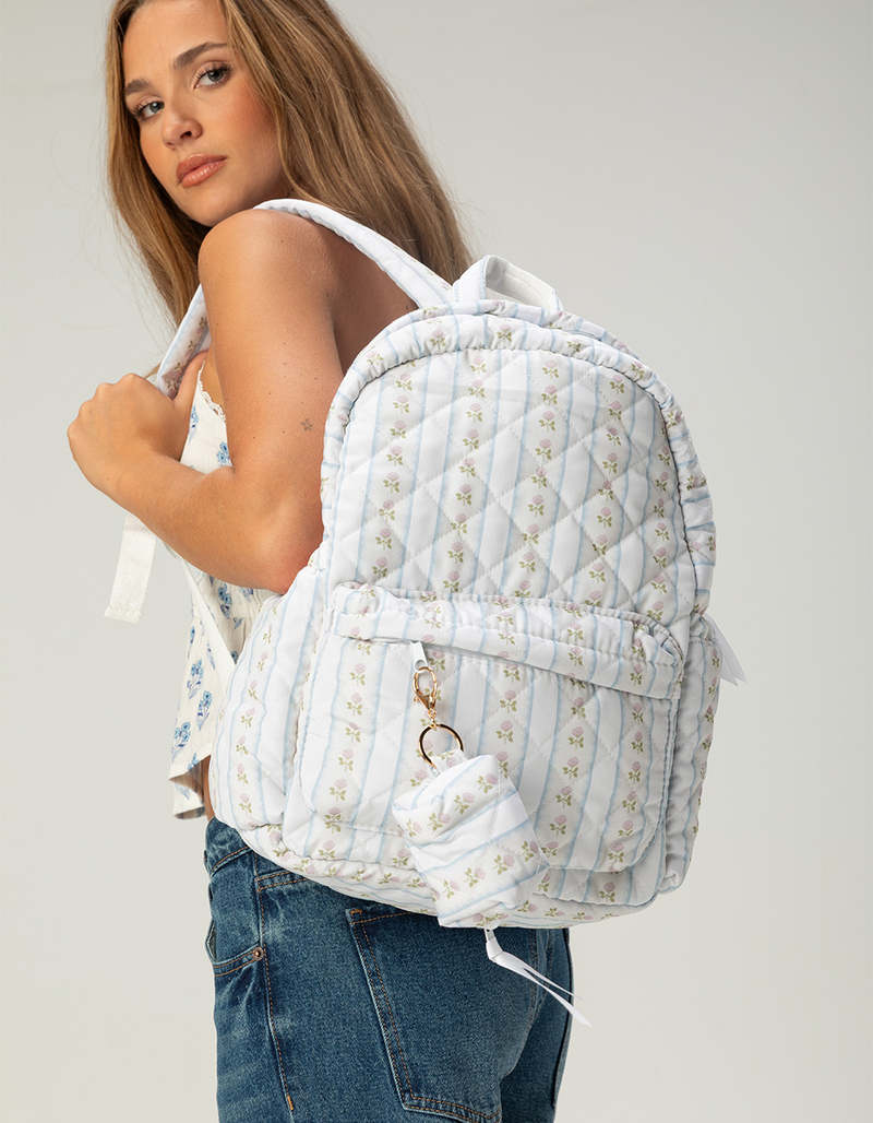 TILLYS Quilted Floral Stripe Backpack image number 10