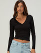 TILLYS Womens Lace V-Neck Butter Soft Long Sleeve Top image number 1