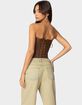 EDIKTED Moss Faux Leather Lace Up Corset image number 3
