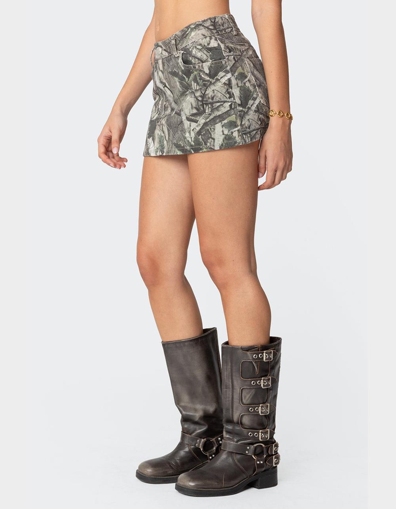 EDIKTED Camo Denim Mini Skirt image number 3