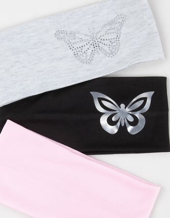 FULL TILT 3 Pack Butterfly Cotton Headbands Alternative Image